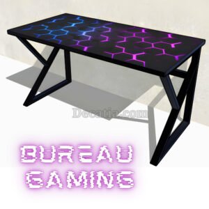 Bureau de jeu et d'ordinateur au design moderne K - Plateau décoratif néon sans éclairage, 120 cm