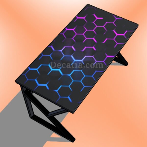 ⁦Bureau de jeu et d'ordinateur au design moderne K - Plateau décoratif néon sans éclairage, 120 cm⁩ - الصورة ⁦4⁩