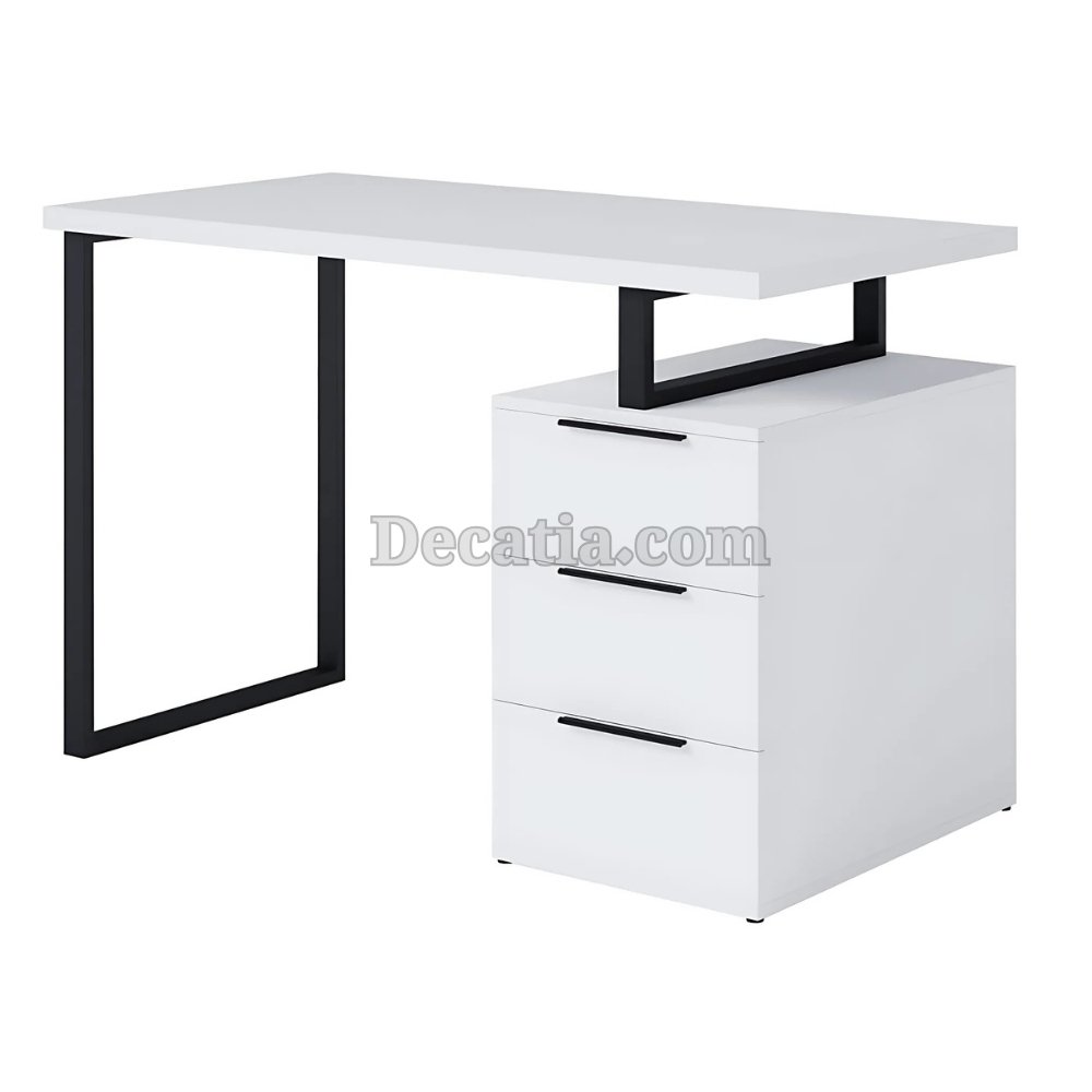 مكتب Moreli أبيض (120×60 سم) مع أدراج – أنيق وعصري لتنظيم مثالي - الصورة 2