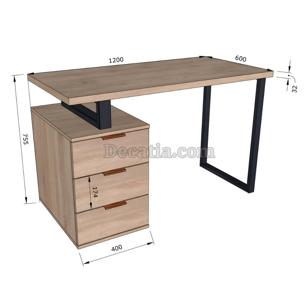 مكتب Moreli أبيض (120×60 سم) مع أدراج – أنيق وعصري لتنظيم مثالي - الصورة 4