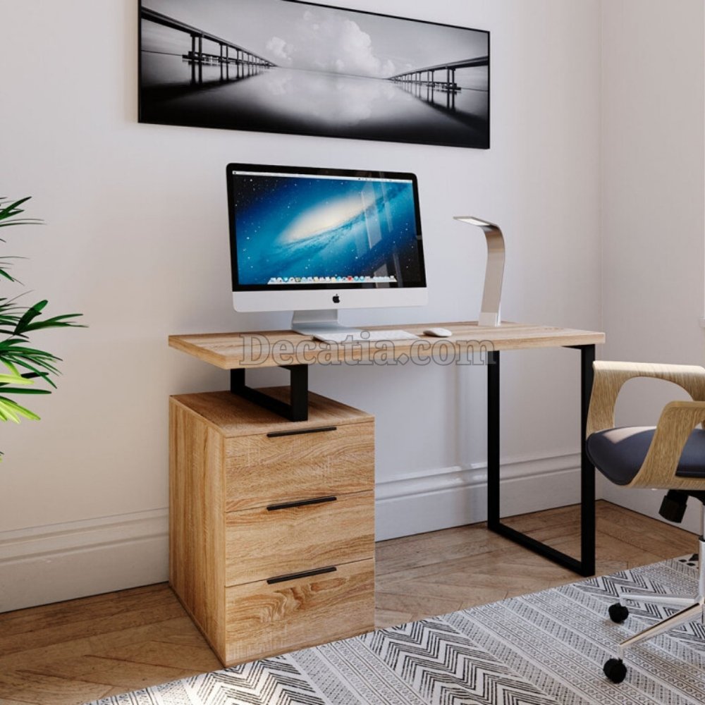 مكتب Moreli أبيض (120×60 سم) مع أدراج – أنيق وعصري لتنظيم مثالي - الصورة 5