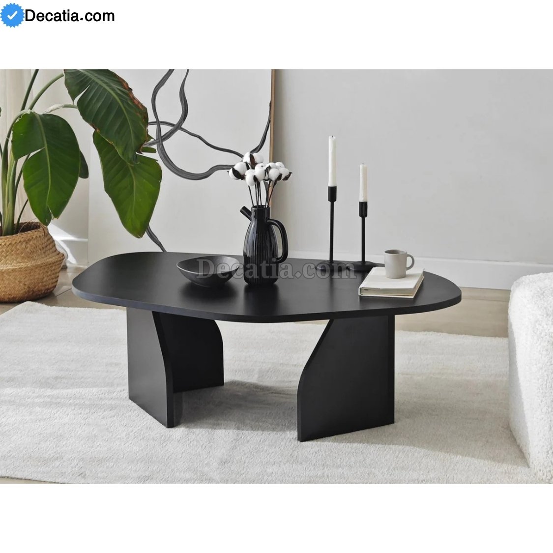 Table Basse Kailua – طاولة صالون خشبية عصرية بلون أسود راقٍ