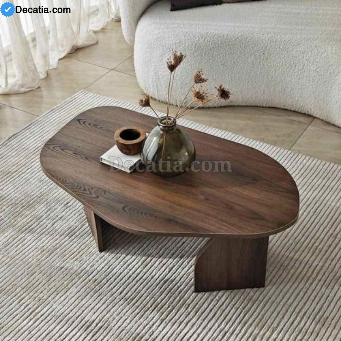 Table Basse Kailua – طاولة صالون خشبية عصرية بيضاوية بتصميم راقٍ وأبعاد كبيرة