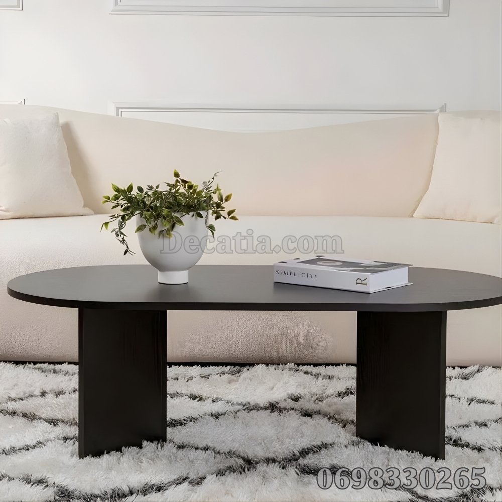 طاولة قهوة خشبية عصرية باللون الأسود – طاولة صالون أنيقة 119×60×40 سم للمنازل الحديثة - الصورة 2