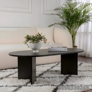طاولة قهوة خشبية عصرية باللون الأسود – طاولة صالون أنيقة 119×60×40 سم للمنازل الحديثة