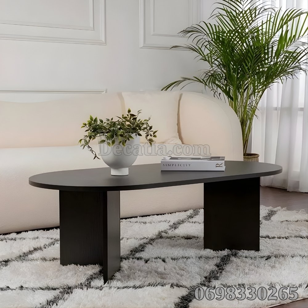 طاولة قهوة خشبية عصرية باللون الأسود – طاولة صالون أنيقة 119×60×40 سم للمنازل الحديثة