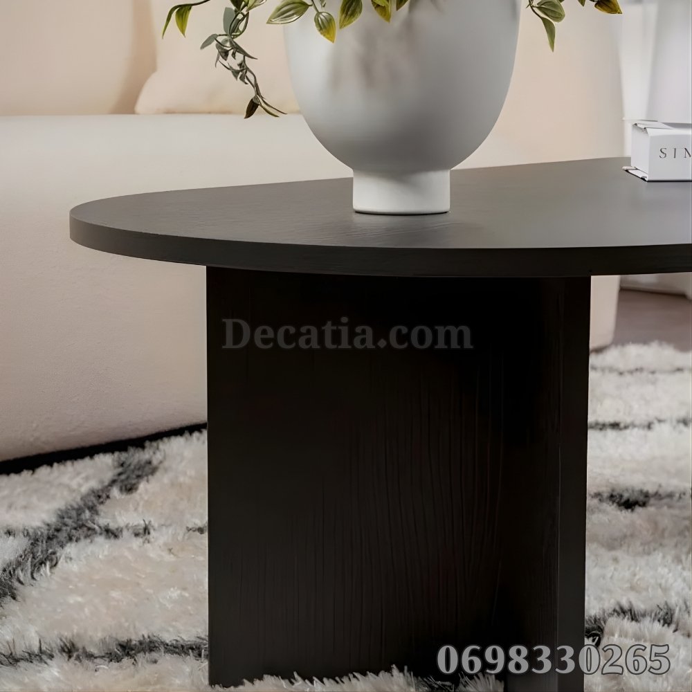 طاولة قهوة خشبية عصرية باللون الأسود – طاولة صالون أنيقة 119×60×40 سم للمنازل الحديثة - الصورة 4