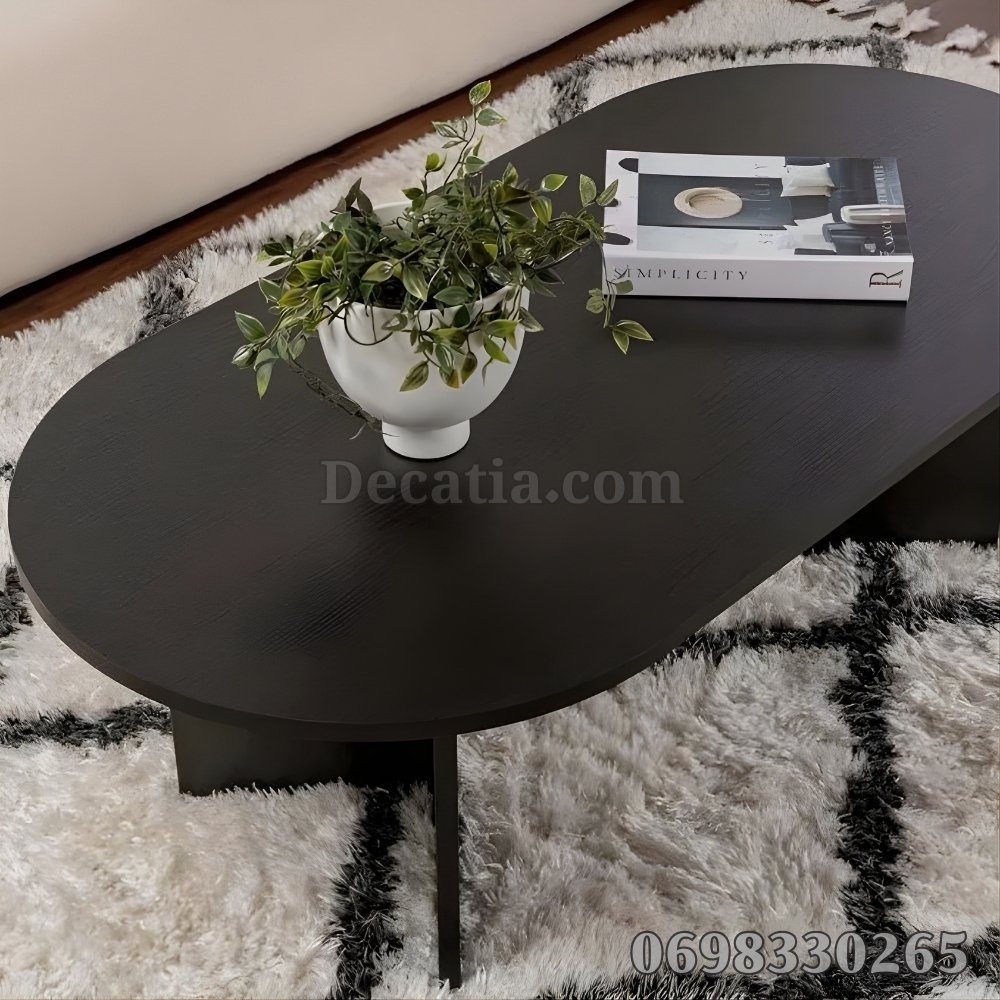 طاولة قهوة خشبية عصرية باللون الأسود – طاولة صالون أنيقة 119×60×40 سم للمنازل الحديثة - الصورة 5