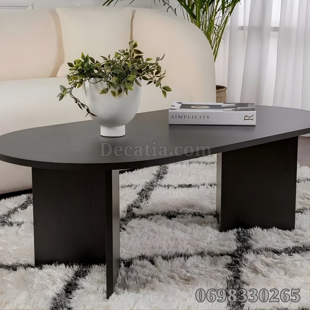 طاولة قهوة خشبية عصرية باللون الأسود – طاولة صالون أنيقة 119×60×40 سم للمنازل الحديثة - الصورة 6