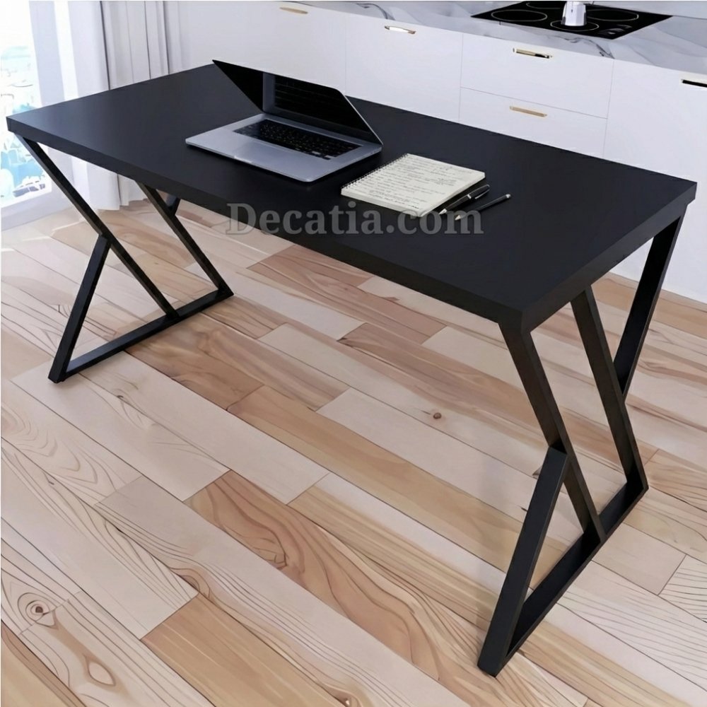 🖥️ Bureau Design X Noir (130×65 سم) مكتب عصري بتصميم X قوي للـGaming والعمل - الصورة 3