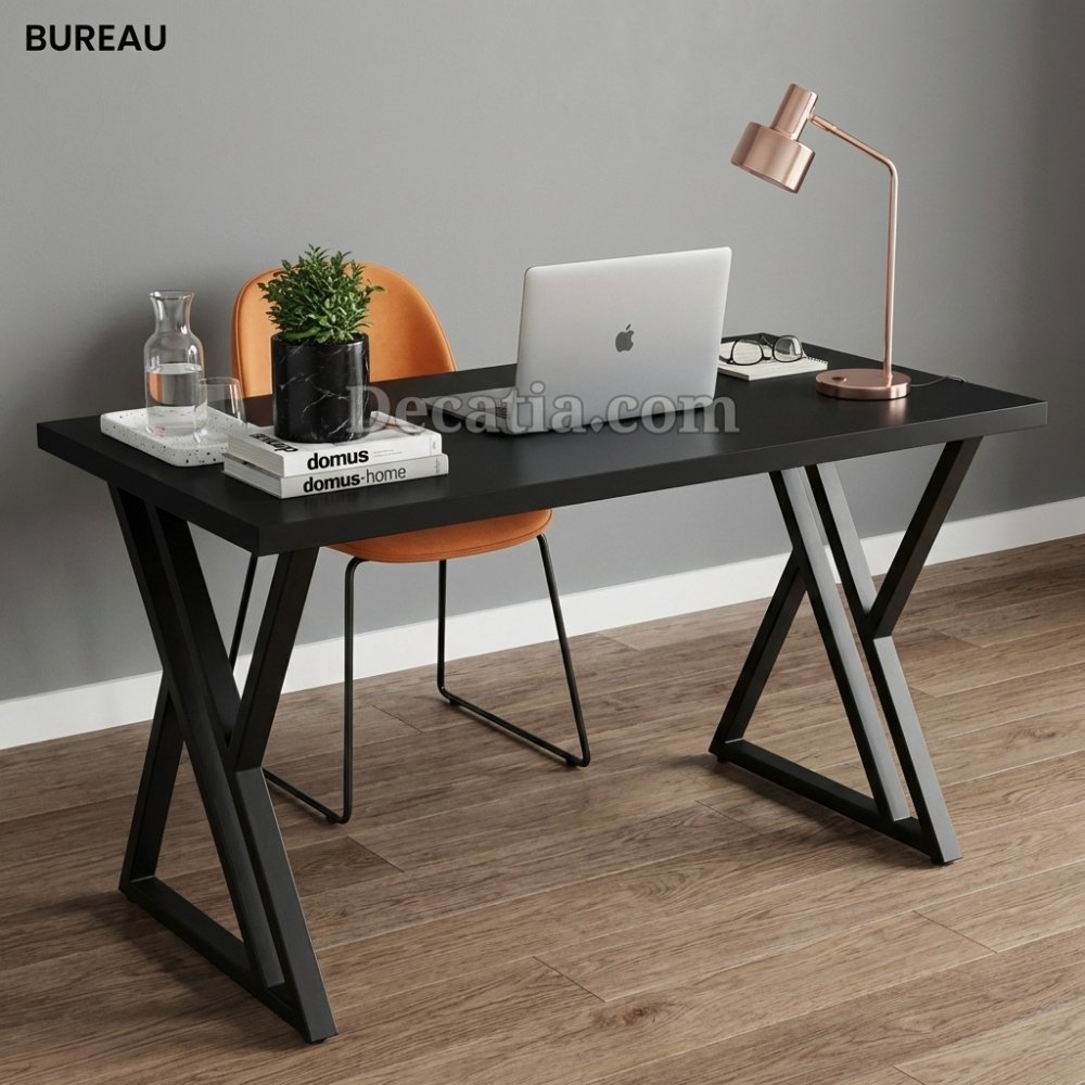 🖥️ Bureau Design X Noir (130×65 سم) مكتب عصري بتصميم X قوي للـGaming والعمل - الصورة 6