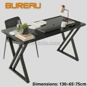 🖥️ Bureau Design X Noir (130×65 سم) مكتب عصري بتصميم X قوي للـGaming والعمل