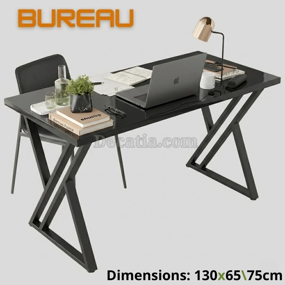 🖥️ Bureau Design X Noir (130×65 سم) مكتب عصري بتصميم X قوي للـGaming والعمل